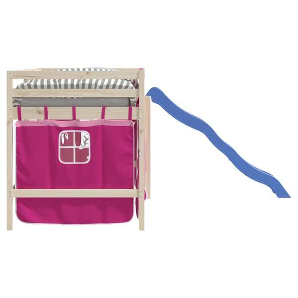 vidaXL Gardiner för loftsäng, rosa, polyester