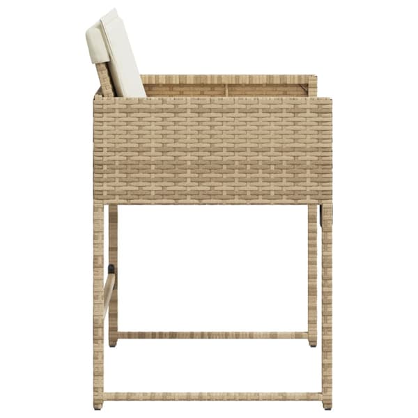 vidaXL Trädgårdsstolar med dynor, set om 4, beige, polyrotting