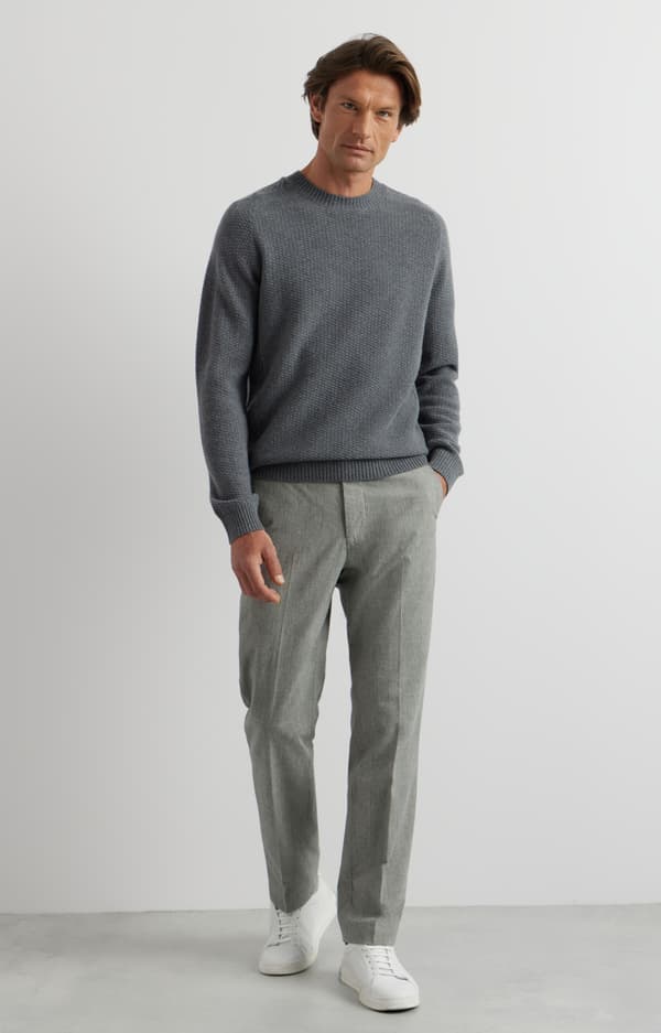 Mikromønstret sweater med rund hals S