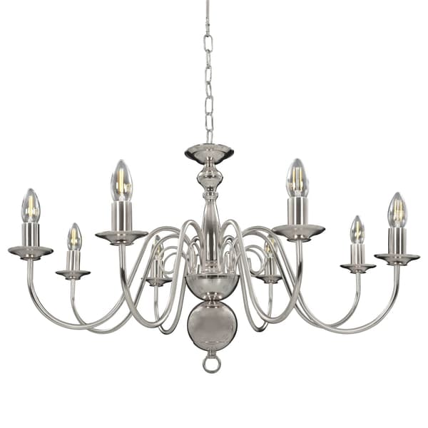 vidaXL Ljuskrona, Silver, 8 E14-lampor