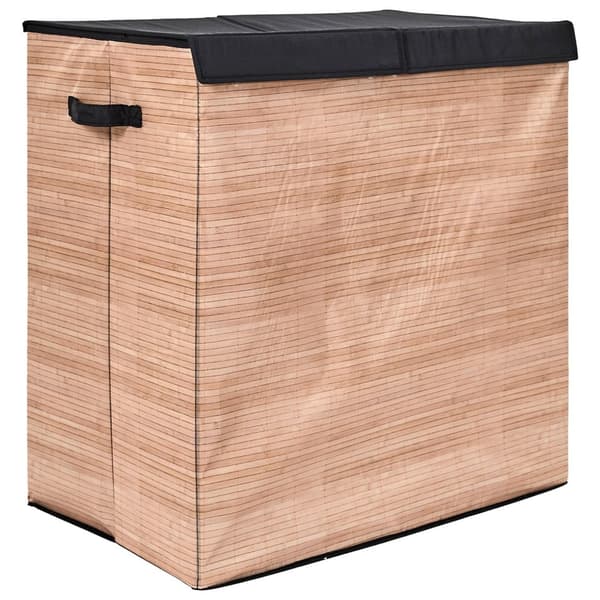 Dubbel tvättkorg 58x35x58 cm brun
