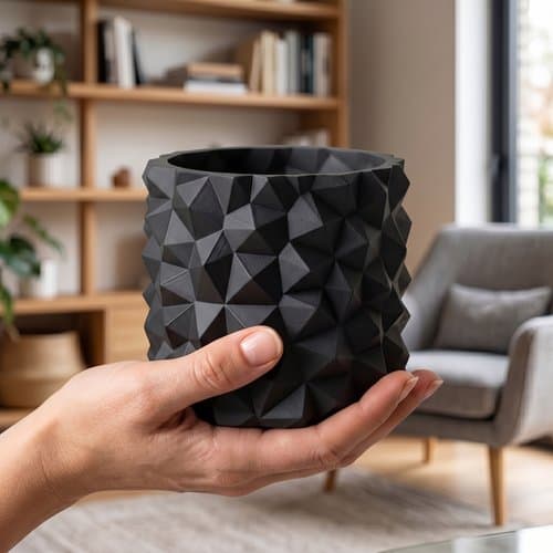 Moderne sort urtepotte til planter, stenlook, minimalistisk