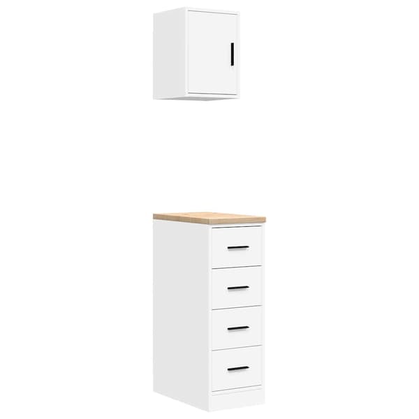 vidaXL Garageskåp 2 st vit limmad trä