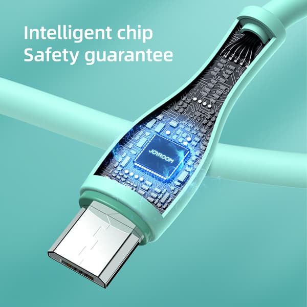 USB-A - microUSB 3A kabel laddningsindikator 2m grön