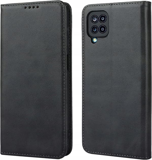 SMART MAGNETISK ETUI til SAMSUNG GALAXY A12 M12 SORT BOG+GLAS