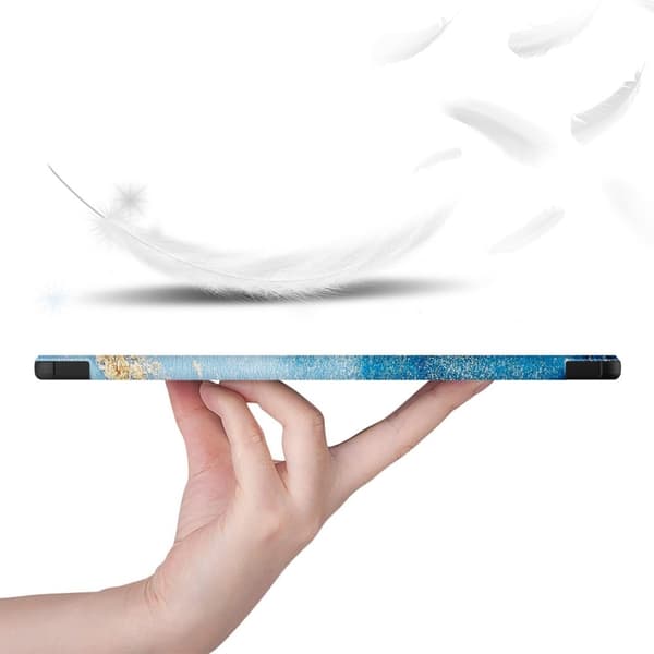 Samsung Galaxy Tab S9 FE+ Plus -kotelo kynätelineellä, sininen marmori