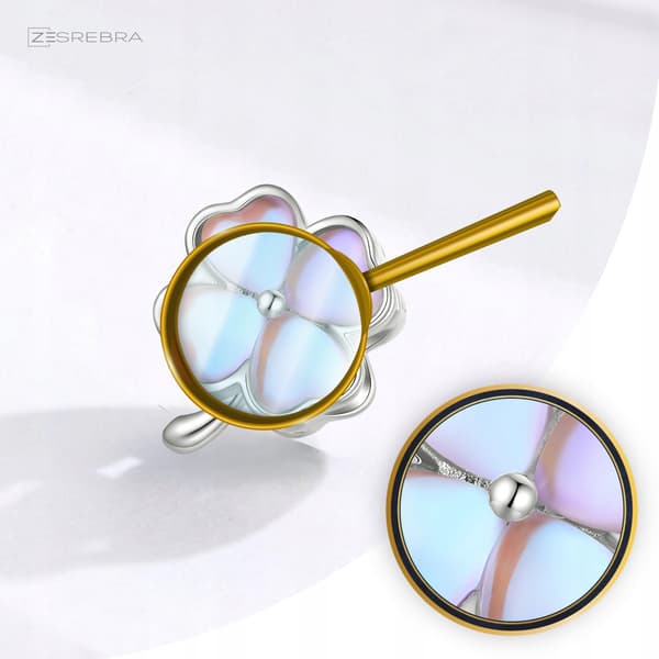 Charms kløver opal sølv S925 perler perle vedhæng kløver
