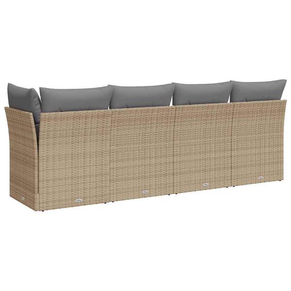 vidaXL Trädgårdssoffa med kuddar, 4-sits, beige, polyrotting
