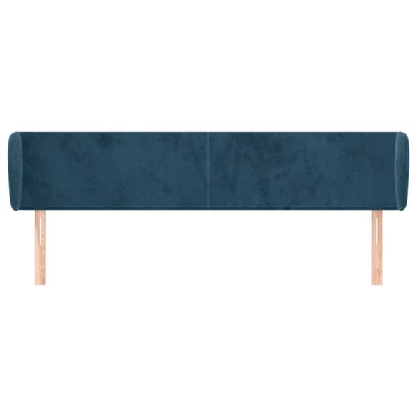 vidaXL Vingad nackstöd mörkblå 183x23x78/88 cm sammet