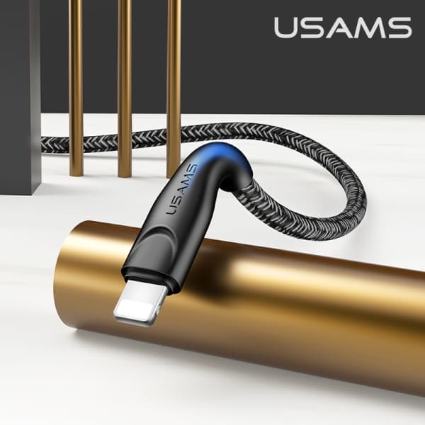USAMS Punottu U41 USB-A - Lightning -kaapeli 1m 2A musta