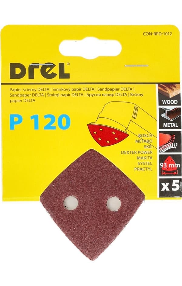 Delta kardborresandpapper 93 x 93 mm, P120, 5
