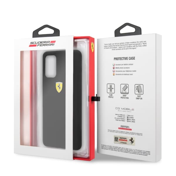 Ferrari Hardcase -silikonikotelo Galaxy S20+:lle, musta