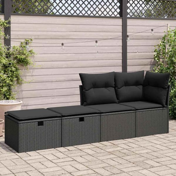 vidaXL 2-delt sofasæt med hynder, sort, polyrattan og akacie