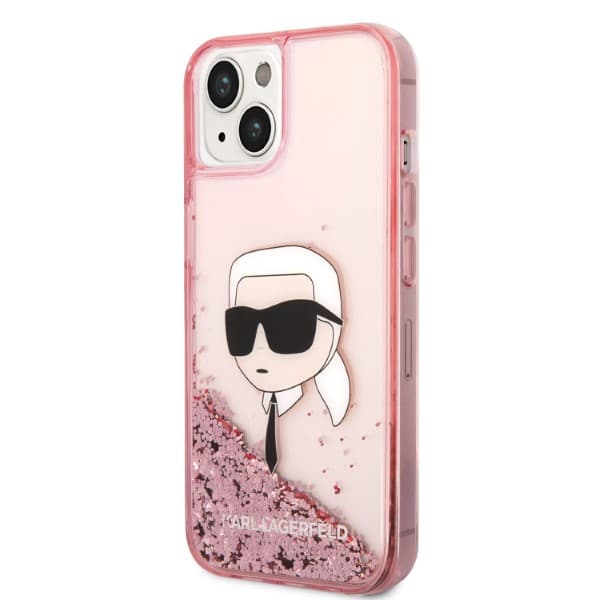 Karl Lagerfeld Glitter Karl Head-etui til iPhone 14 Plus, lyserød