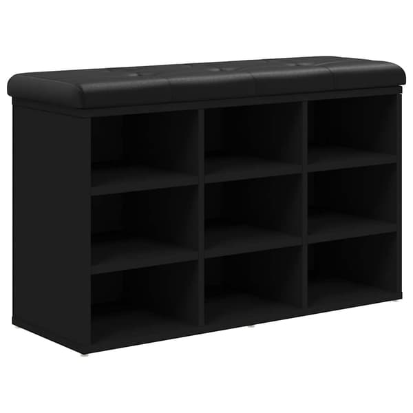 vidaXL skobænk, sort, 82x32x50 cm, træbaseret materiale
