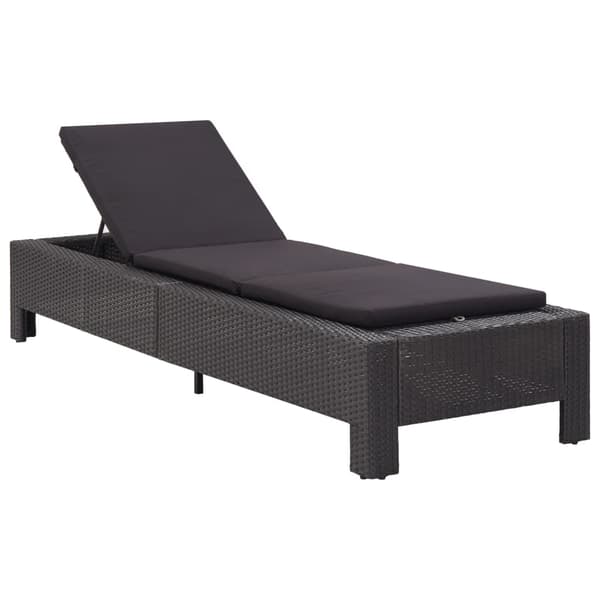 vidaXL liggestol med hynde, sort, polyrattan