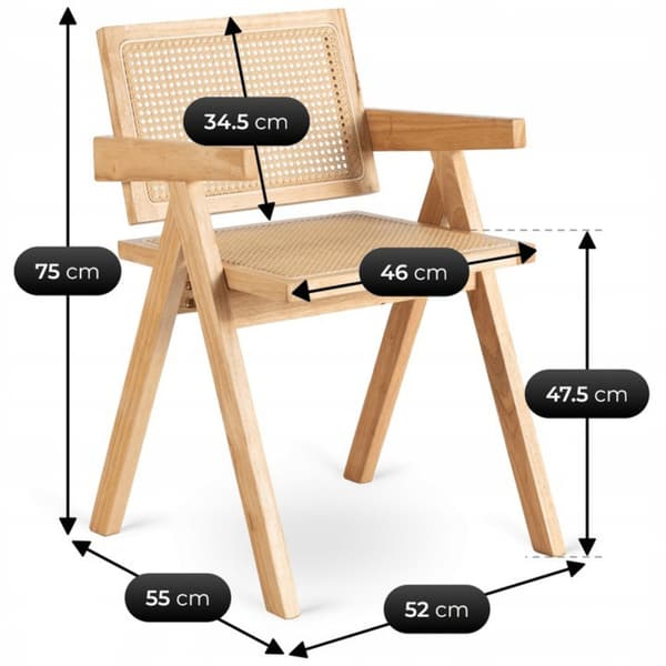 MADERA Træstol Eg/Beige Gennembrudt Klassisk Retro