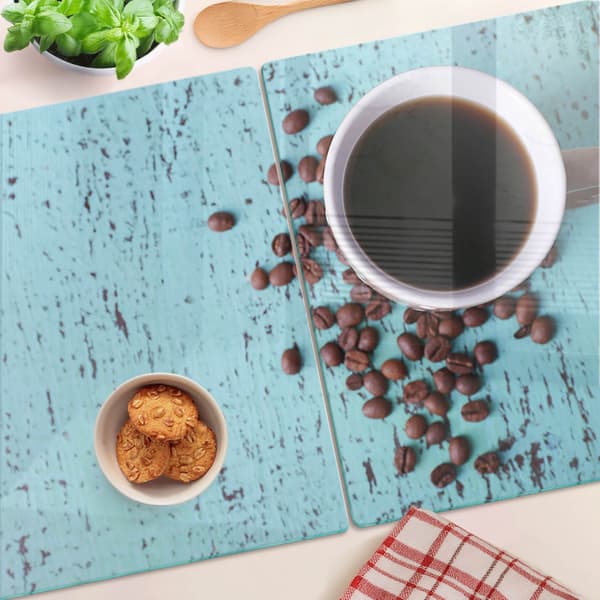 Glasplader til køkken med grafik, sort kaffe, 2x40x52 cm