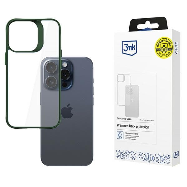 3MK Satin Armor Cover+ til iPhone 15 Pro Max, grøn