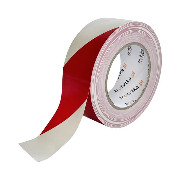PVC-varoitusteippi, itseliimautuva, 48 mm x 50 m, punainen/valkoinen