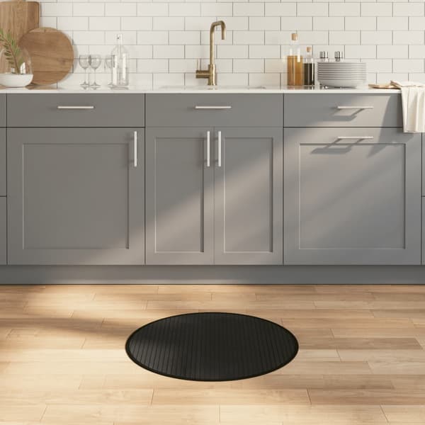 vidaXL Rund matta, svart, 60 cm, bambu