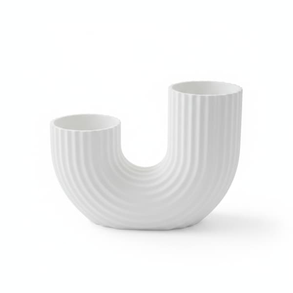Modern minimalistisk vit vas i U-form med elegant form