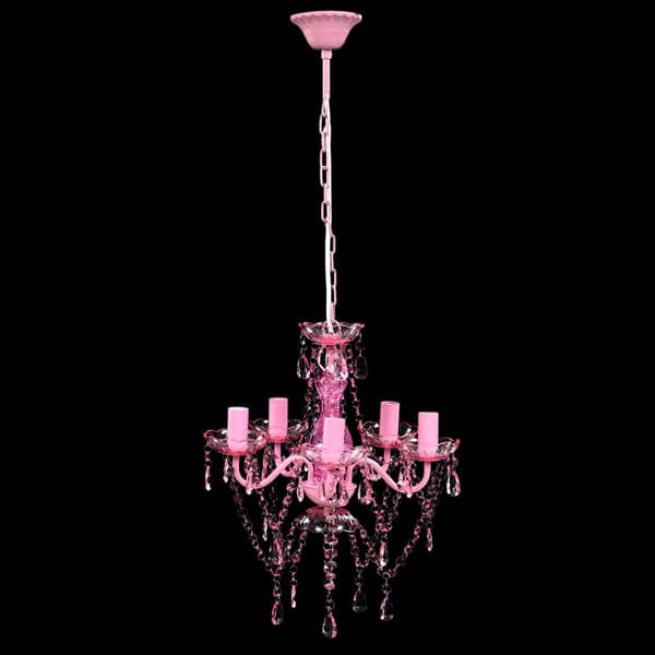 Ljuskrona, 5 glödlampor, Rosa
