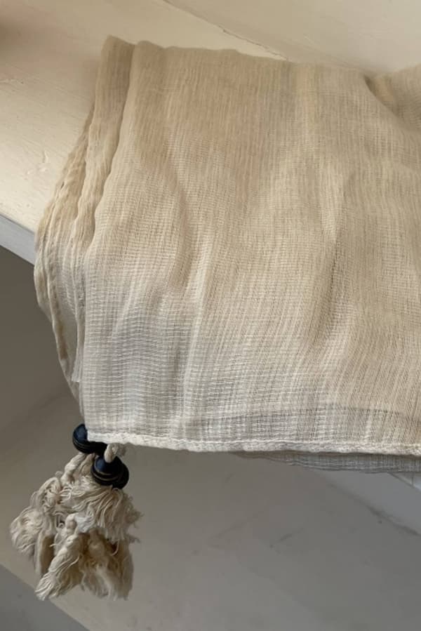 Ecru halsduk med fransar 180x80 - bomull med polyester