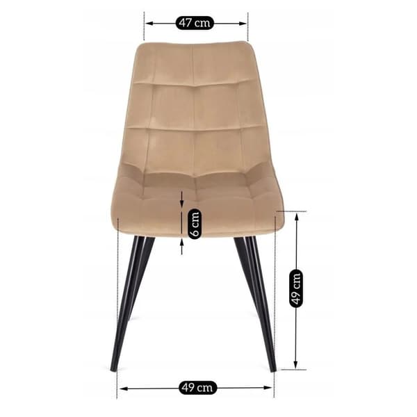 RIO Beige Velour Moderne Loft Spisebordsstol med Polstring