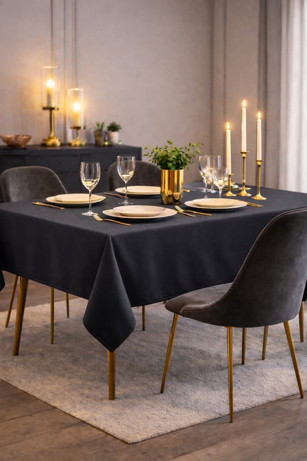 Enfärgad, matt rektangulär bordsduk, 140 x 320 cm, färg universalgrå.