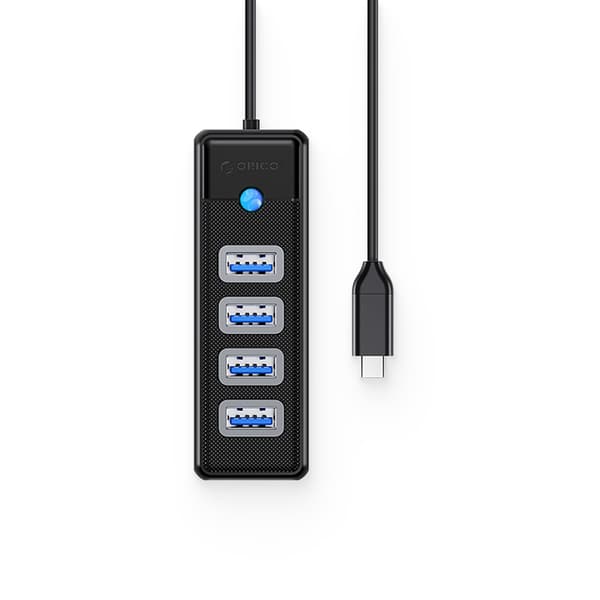 PW4U-C3 USB-C - 4x USB-A splitter hub - sort