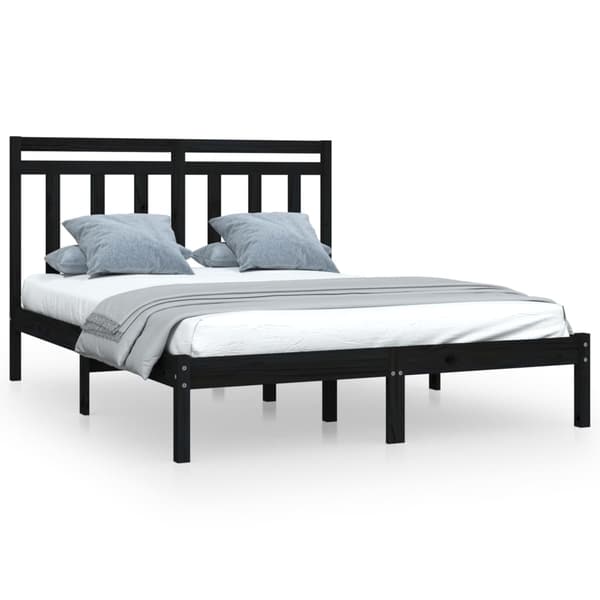 vidaXL sengestel sort massivt træ 140x190 cm
