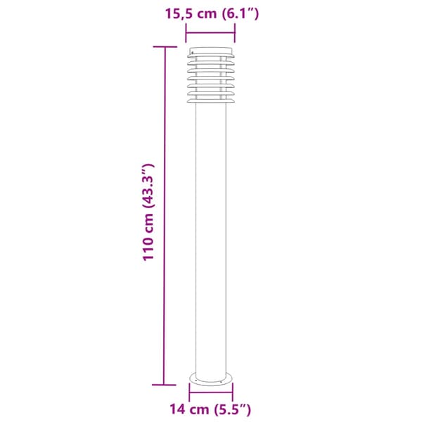 vidaXL havelampe sort 110 cm rustfrit stål