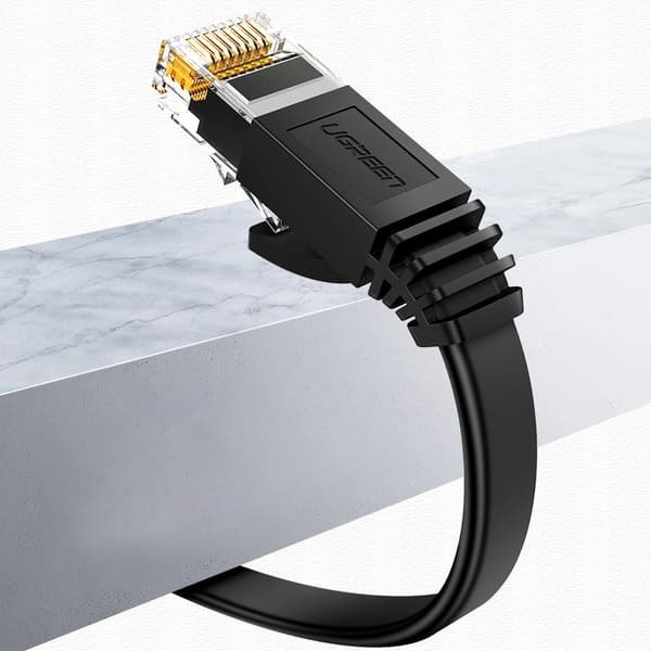 Litteä LAN-kytkentäkaapeli RJ45 Ethernet Cat. 6 3m musta