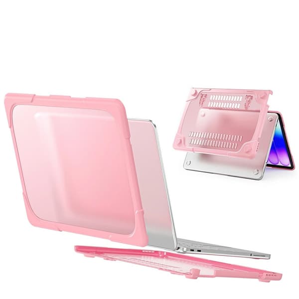 MacBook Neo 13-etui, hybridskal, med stativ, lyserød