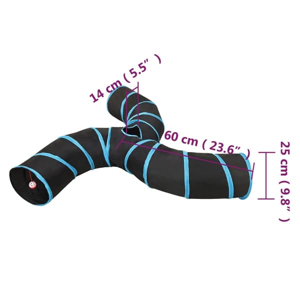 vidaXL tresidet kattetunnel sort og blå 25 cm polyester