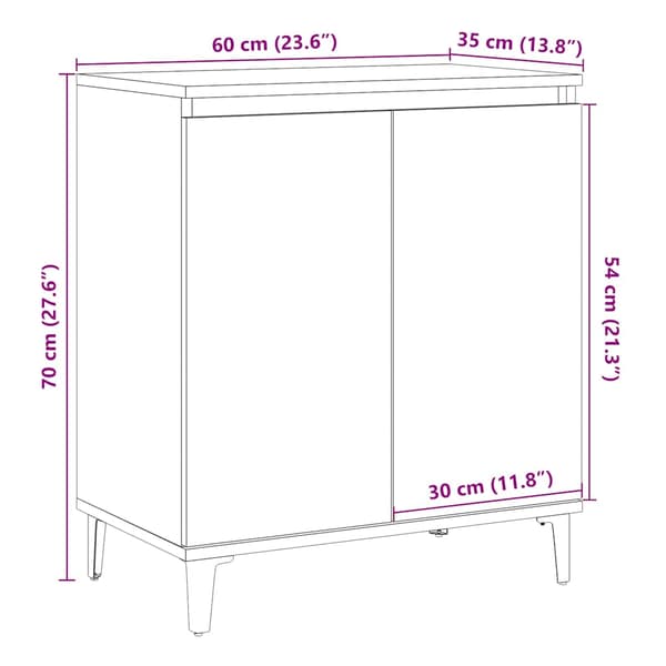 vidaXL kommode, antik træ, 60x35x70 cm, træbaseret materiale