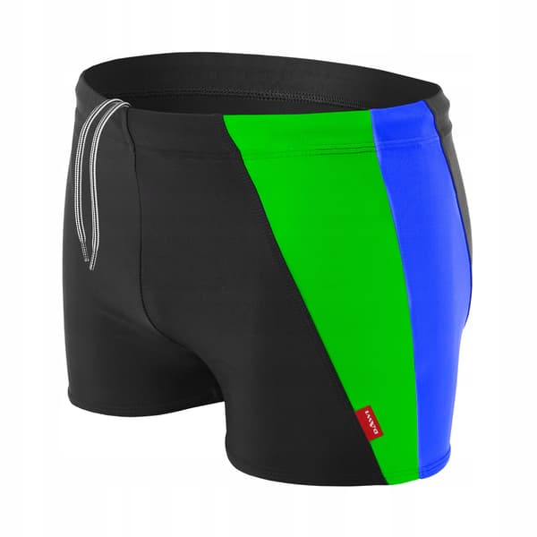 HERRE BADEDRAGT MED RØDE STRIBER I KLOR, BOXERSHORT, Dawi L