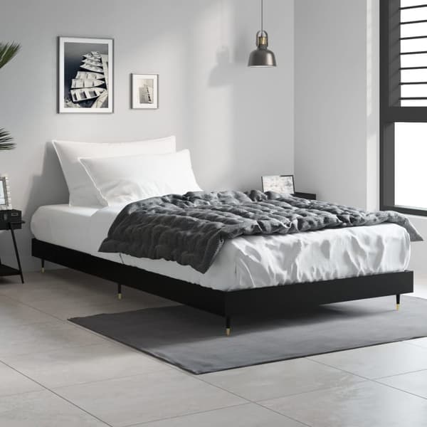 vidaXL sengestel sort 90x200 cm træbaseret materiale