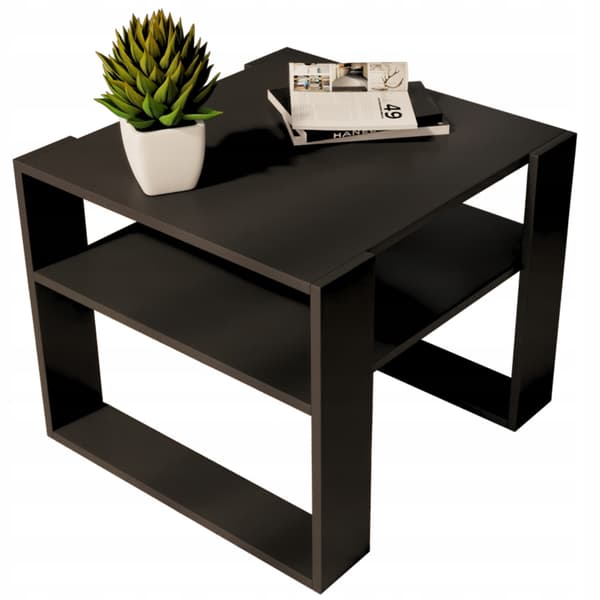 Sort sofabord 55x55cm loft retro bord bænk