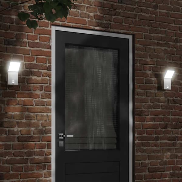 vidaXL Utomhusvägglampor med LED-sensor, 2 st, vit, aluminium