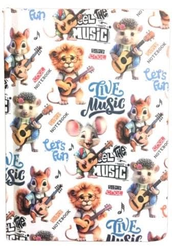 Notesbog A6/64K glat Dyr musik FRISK