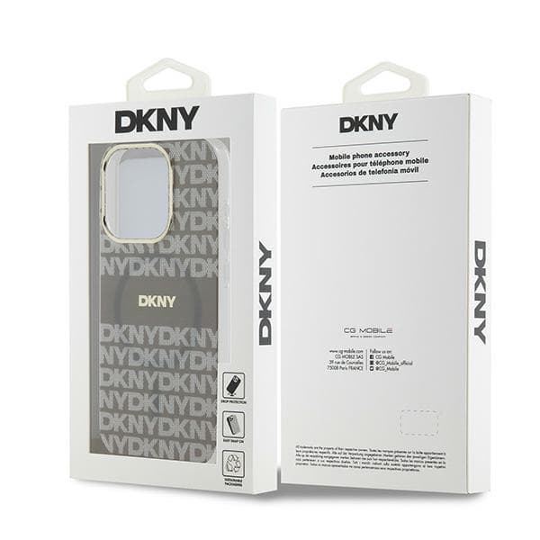 DKNY IML Mono & Stripe MagSafe-etui til iPhone 15 Pro, Beige
