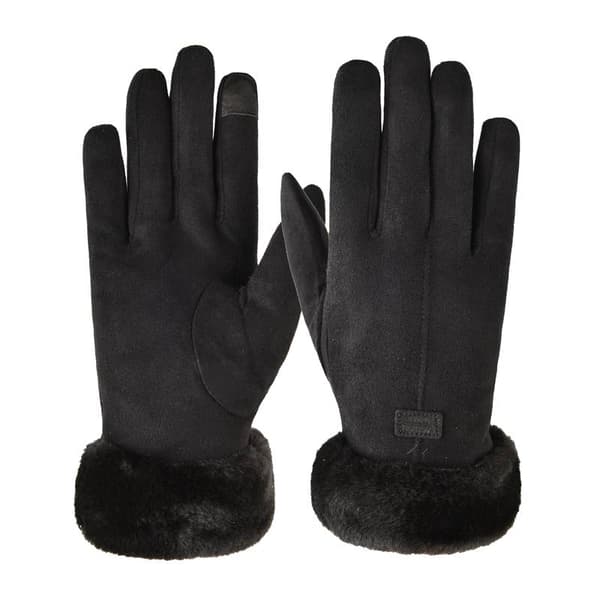 R0067_BLACK - Damehandsker med pels