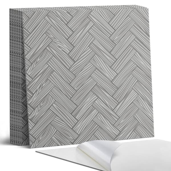 Sæt med selvklæbende vinylfliser, træfletmønster, 9x30x30 cm