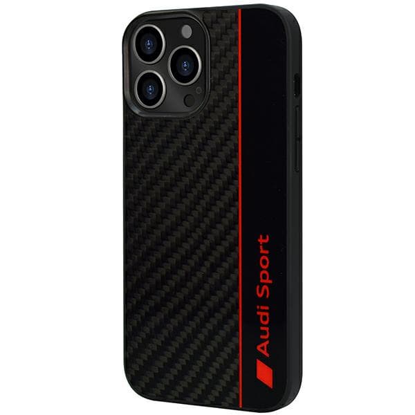 Audi Carbon Fiber Stripe Cover til iPhone 13 Pro Max, Sort