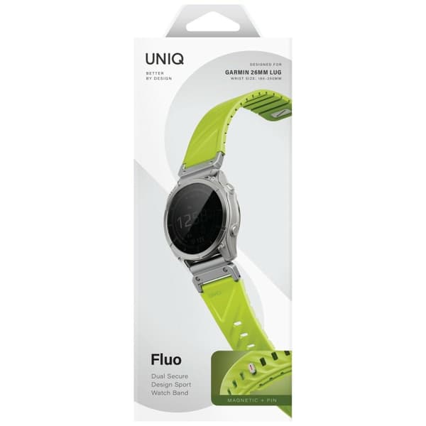UNIQ Fluo x Smart-Fit rem til Garmin 26mm limegrøn