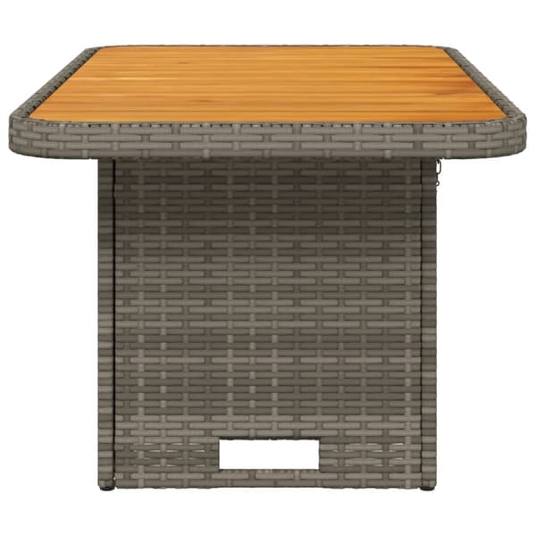 vidaXL Puutarhapöytä harmaa 90x55x71 cm polyrottinki ja akaasiapuu