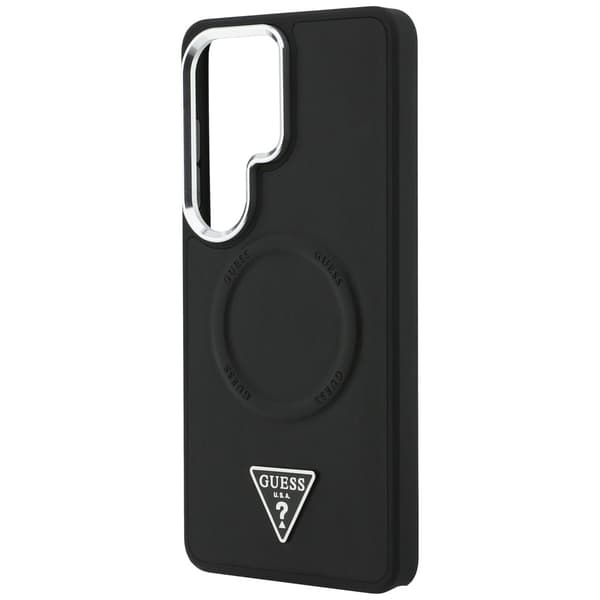 Guess Embossed Ring Triangle Logo MagSafe-etui til Galaxy S26 Ultra, sort