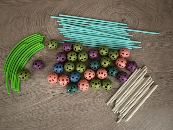 Block, rör, sugrör, bollar, pussel, 78 bitar